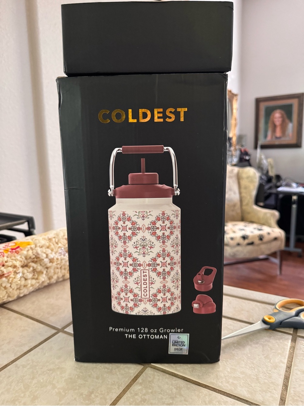 The Ottoman 128 oz Growler - Cream & Burgundy COLDEST